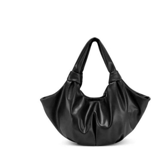 INC Tammii flexible ultra soft faux-leather women's shoulder bag - BLACK - Picture 1 of 5